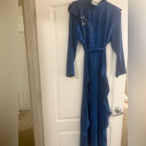 Elegant Blue Long Sleeve Dress